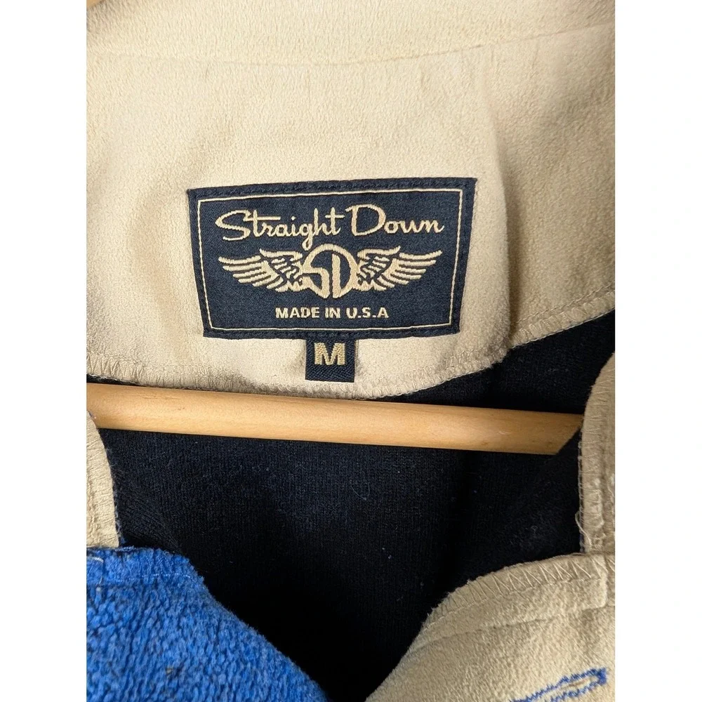 Straight Down Vintage Terrycloth Pullover Blue Made in USA Golf Mens Medium